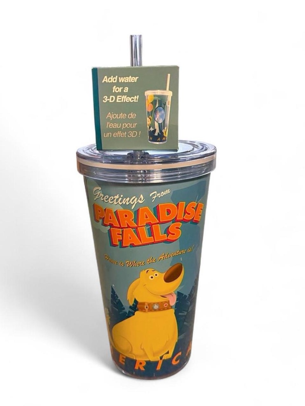 Disney Pixar Up Dug Greetings From Paradise Falls 3D Water Effect Tumbler NWT